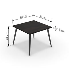 Dohányzóasztal - Manu fekete lábbal - Füstölt dió, méret: 60x60