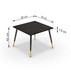 Dohányzóasztal - Manu fekete és arany lábbal - Füstölt dió, méret: 60x60