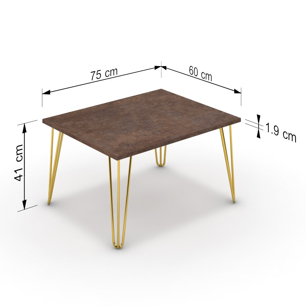Dohányzóasztal - Linga arany lábbal - Ferro bronz, méret: 75x60