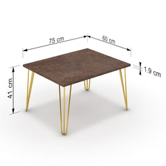 Dohányzóasztal - Linga arany lábbal - Ferro bronz, méret: 75x60