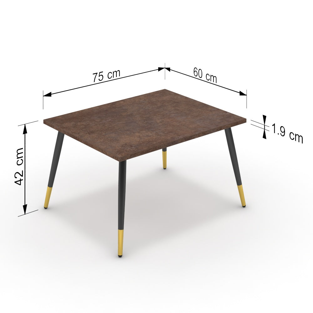 Dohányzóasztal - Manu fekete és arany lábbal - Ferro bronz, méret: 75x60