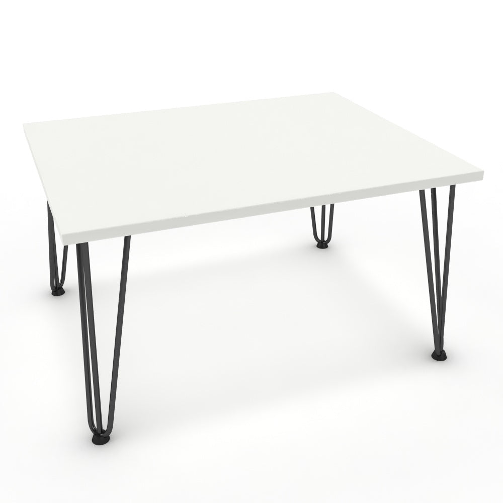 Dohányzóasztal - Linga fekete lábbal - Alpesi fehér, méret: 75x60