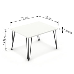 Dohányzóasztal - Linga fekete lábbal - Alpesi fehér, méret: 75x60