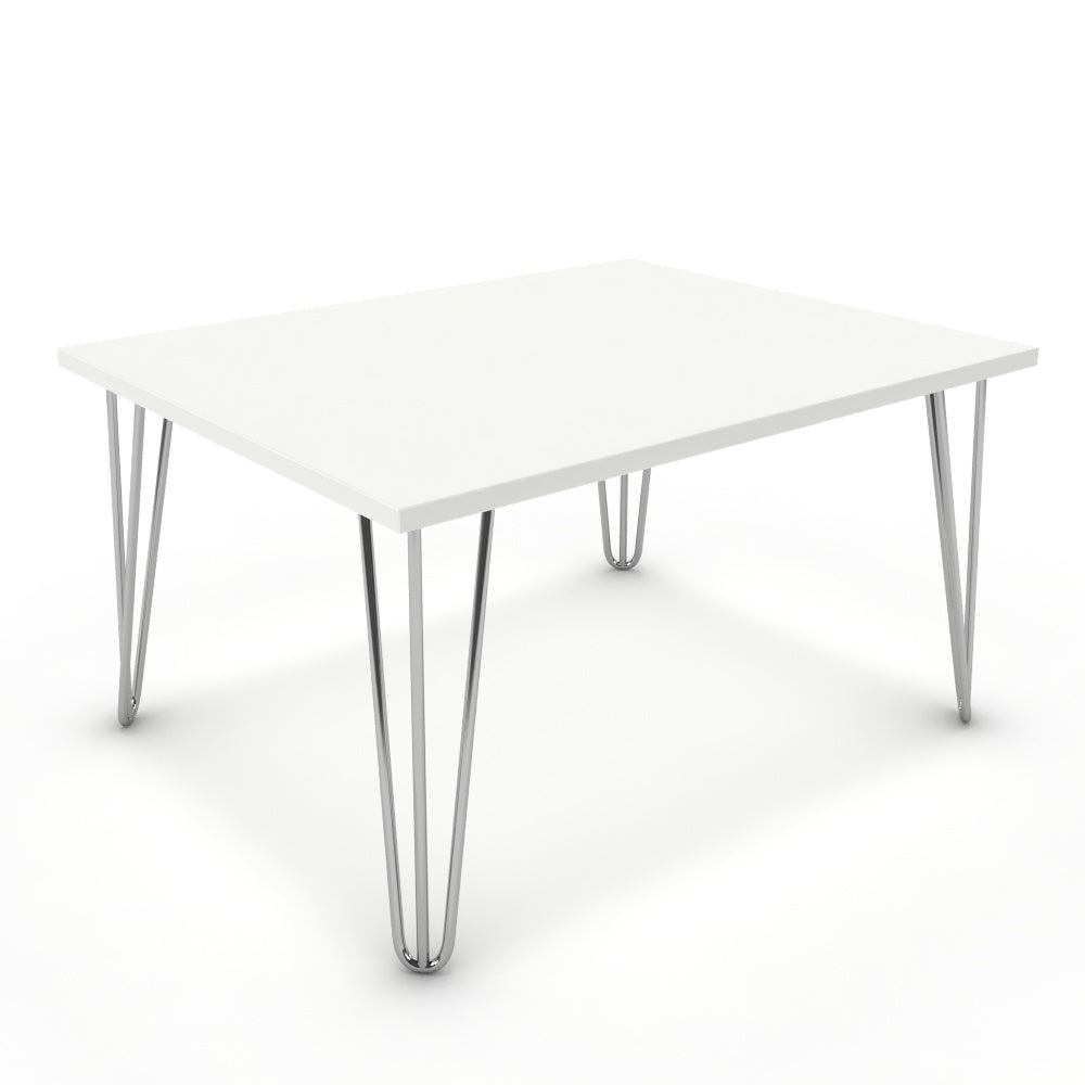 Dohányzóasztal - Linga króm lábbal - Alpesi fehér, méret: 75x60