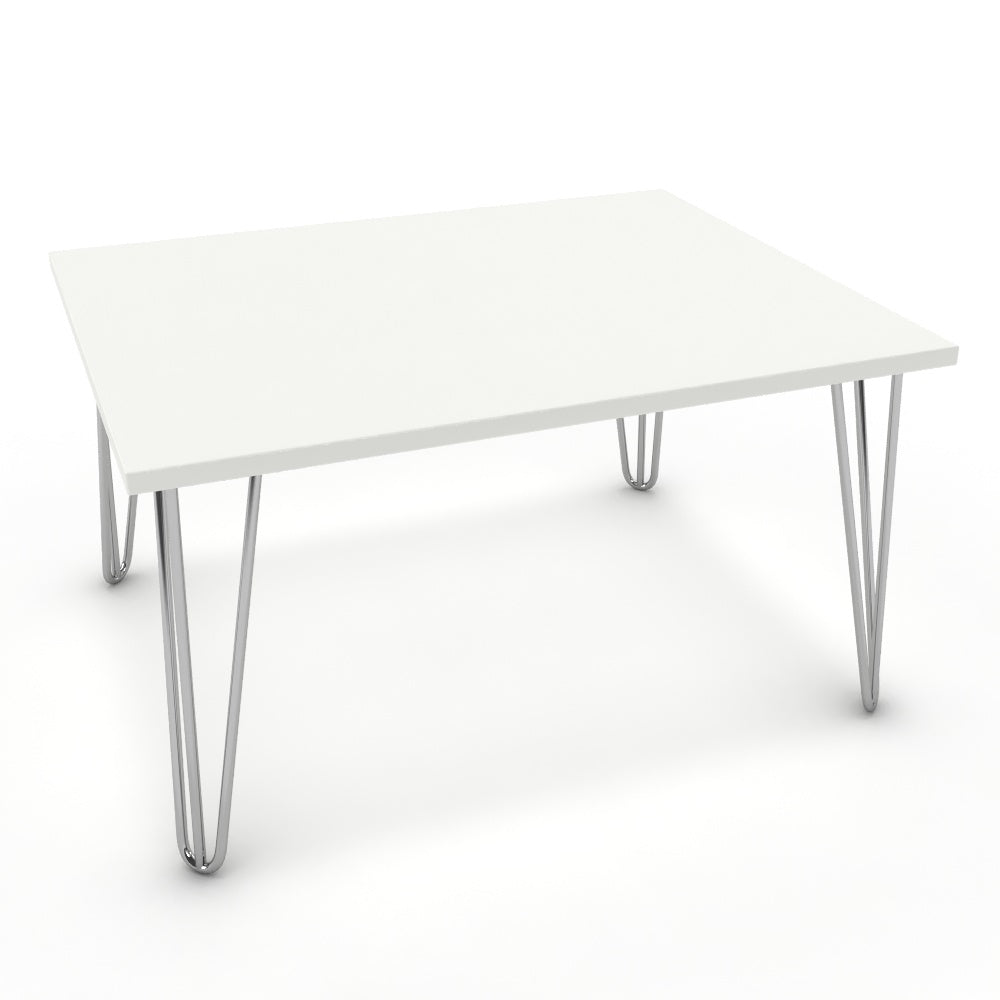 Dohányzóasztal - Linga króm lábbal - Alpesi fehér, méret: 75x60