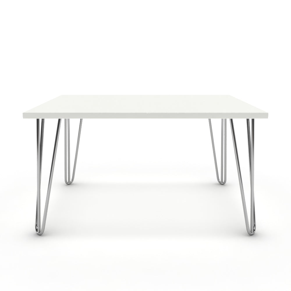 Dohányzóasztal - Linga króm lábbal - Alpesi fehér, méret: 75x60