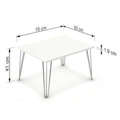 Dohányzóasztal - Linga króm lábbal - Alpesi fehér, méret: 75x60