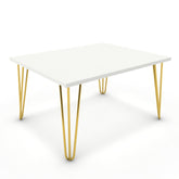 Dohányzóasztal - Linga arany lábbal - Alpesi fehér, méret: 75x60