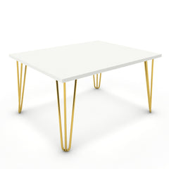 Dohányzóasztal - Linga arany lábbal - Alpesi fehér, méret: 75x60