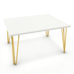 Dohányzóasztal - Linga arany lábbal - Alpesi fehér, méret: 75x60