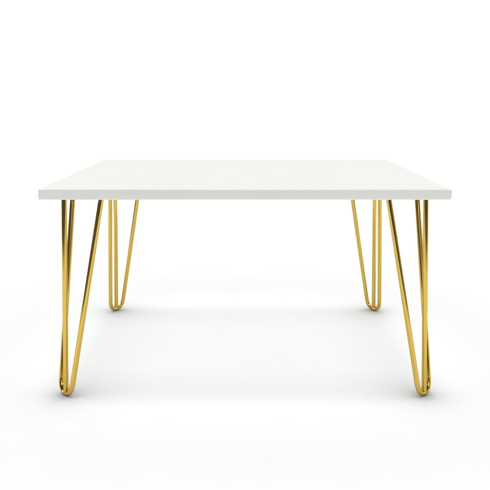 Dohányzóasztal - Linga arany lábbal - Alpesi fehér, méret: 75x60