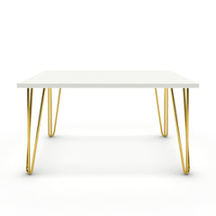 Dohányzóasztal - Linga arany lábbal - Alpesi fehér, méret: 75x60