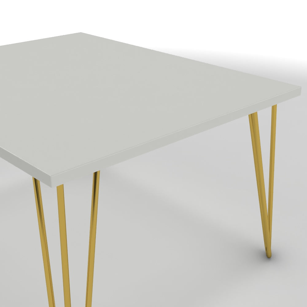 Dohányzóasztal - Linga arany lábbal - Alpesi fehér, méret: 75x60