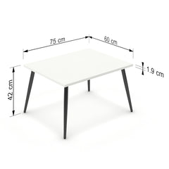 Dohányzóasztal - Manu fekete lábbal - Alpesi fehér, méret: 75x60