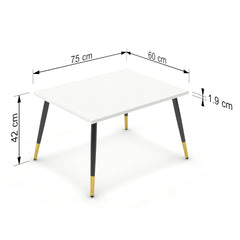 Dohányzóasztal - Manu fekete és arany lábbal - Alpesi fehér, méret: 75x60