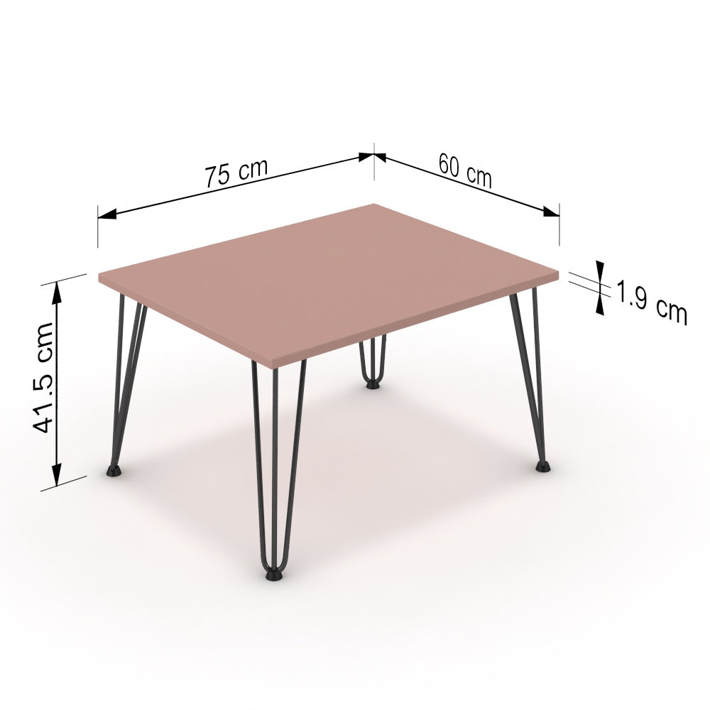 Dohányzóasztal - Linga fekete lábbal - Antik rózsaszín, méret: 75x60