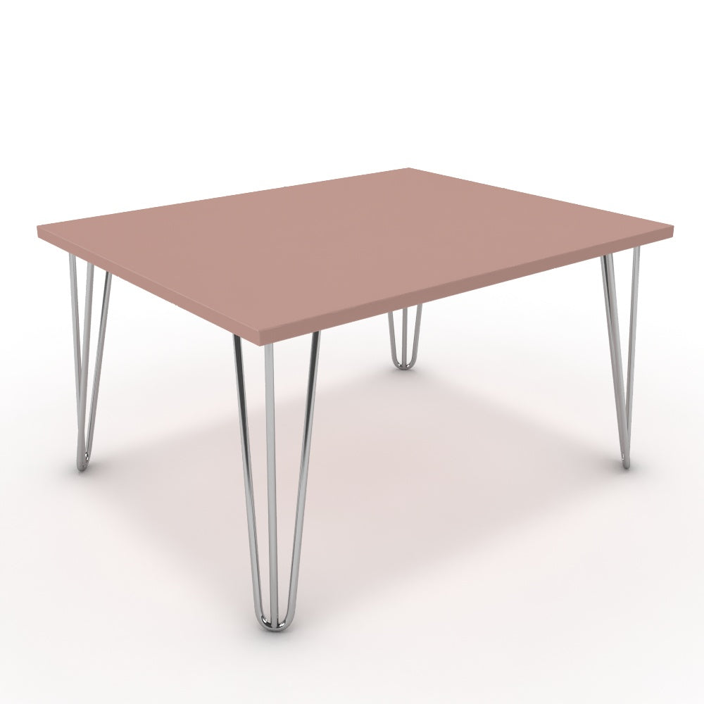 Dohányzóasztal - Linga króm lábbal - Antik rózsaszín, méret: 75x60