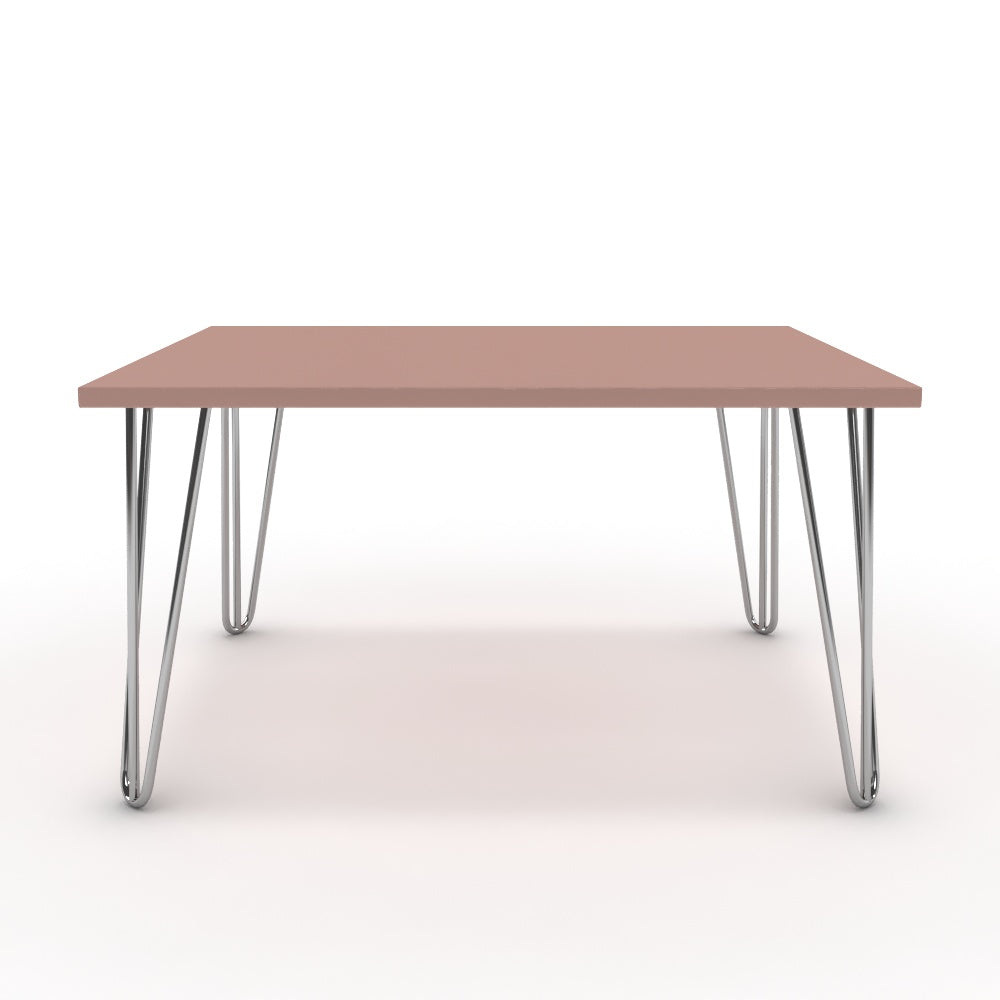 Dohányzóasztal - Linga króm lábbal - Antik rózsaszín, méret: 75x60