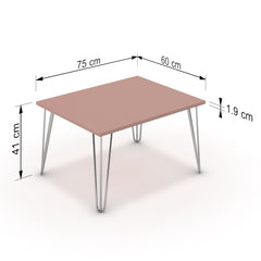 Dohányzóasztal - Linga króm lábbal - Antik rózsaszín, méret: 75x60