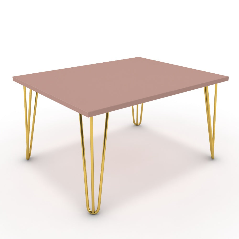 Dohányzóasztal - Linga arany lábbal - Antik rózsaszín, méret: 75x60