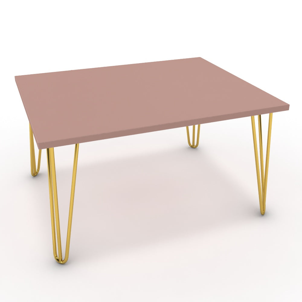 Dohányzóasztal - Linga arany lábbal - Antik rózsaszín, méret: 75x60