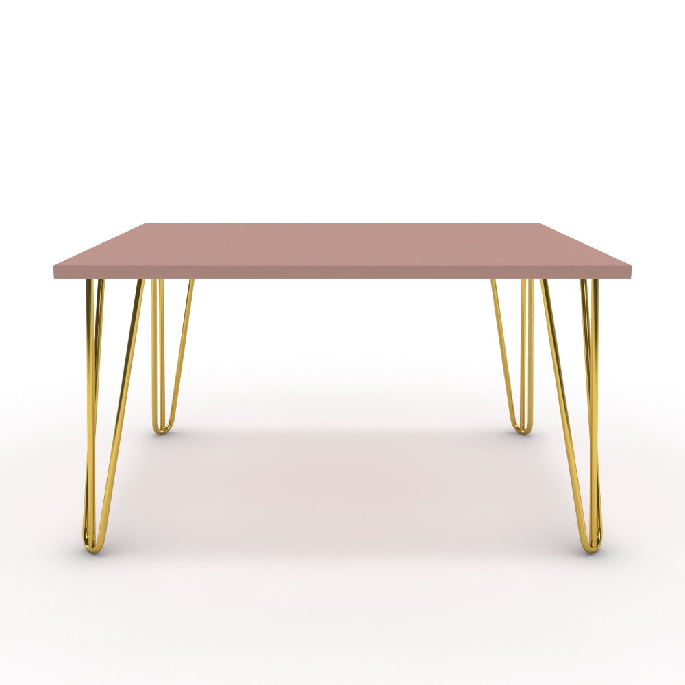 Dohányzóasztal - Linga arany lábbal - Antik rózsaszín, méret: 75x60