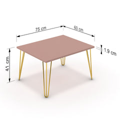 Dohányzóasztal - Linga arany lábbal - Antik rózsaszín, méret: 75x60