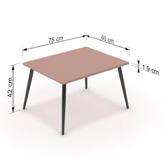 Dohányzóasztal - Manu fekete lábbal - Antik rózsaszín, méret: 75x60
