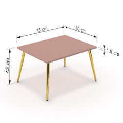 Dohányzóasztal - Manu arany lábbal - Antik rózsaszín, méret: 75x60