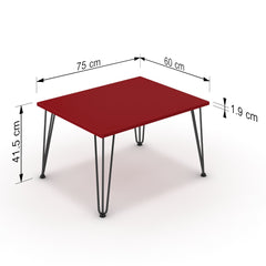Dohányzóasztal - Linga fekete lábbal - Chilli piros, méret: 75x60
