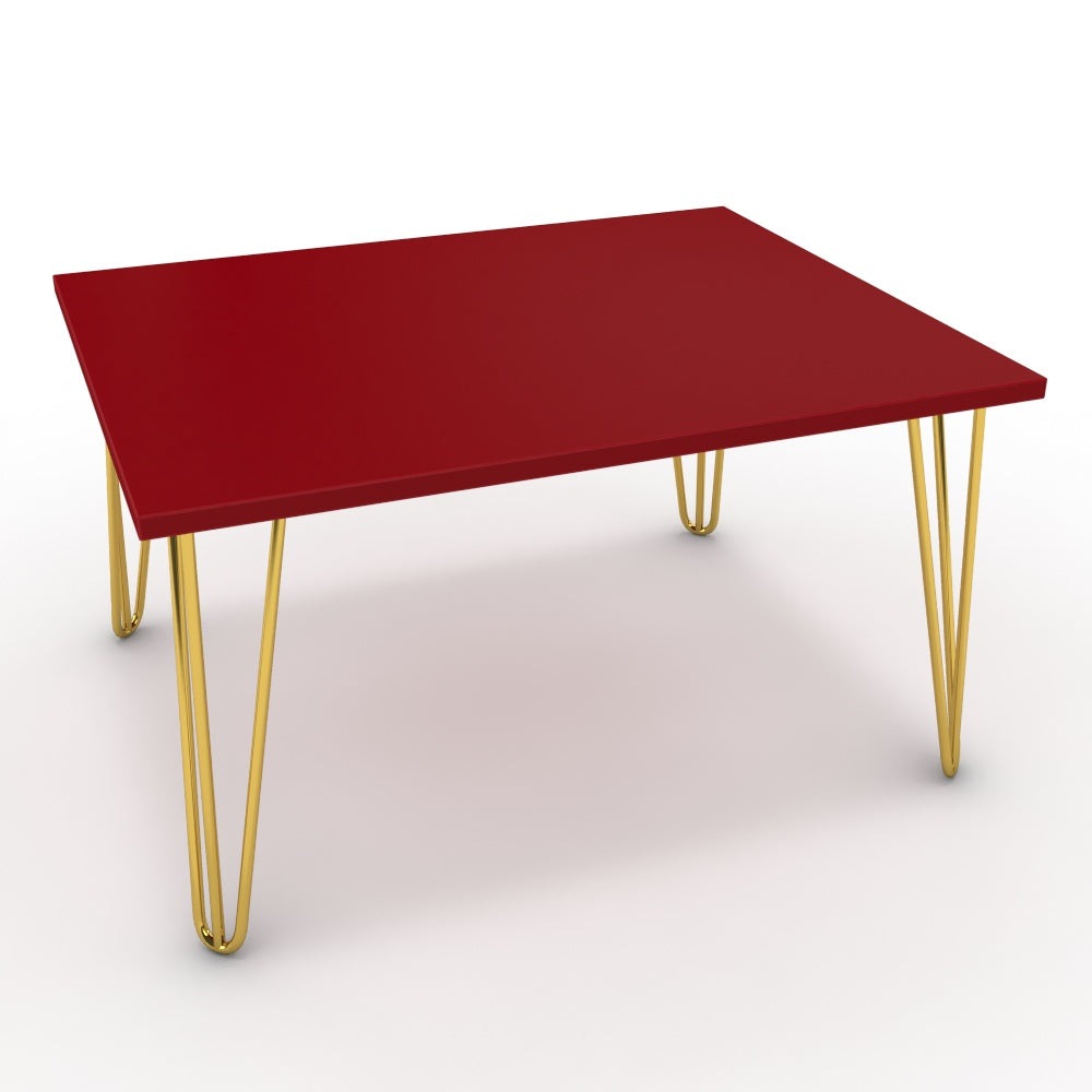 Dohányzóasztal - Linga arany lábbal - Chilli piros, méret: 75x60