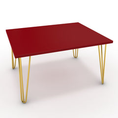 Dohányzóasztal - Linga arany lábbal - Chilli piros, méret: 75x60