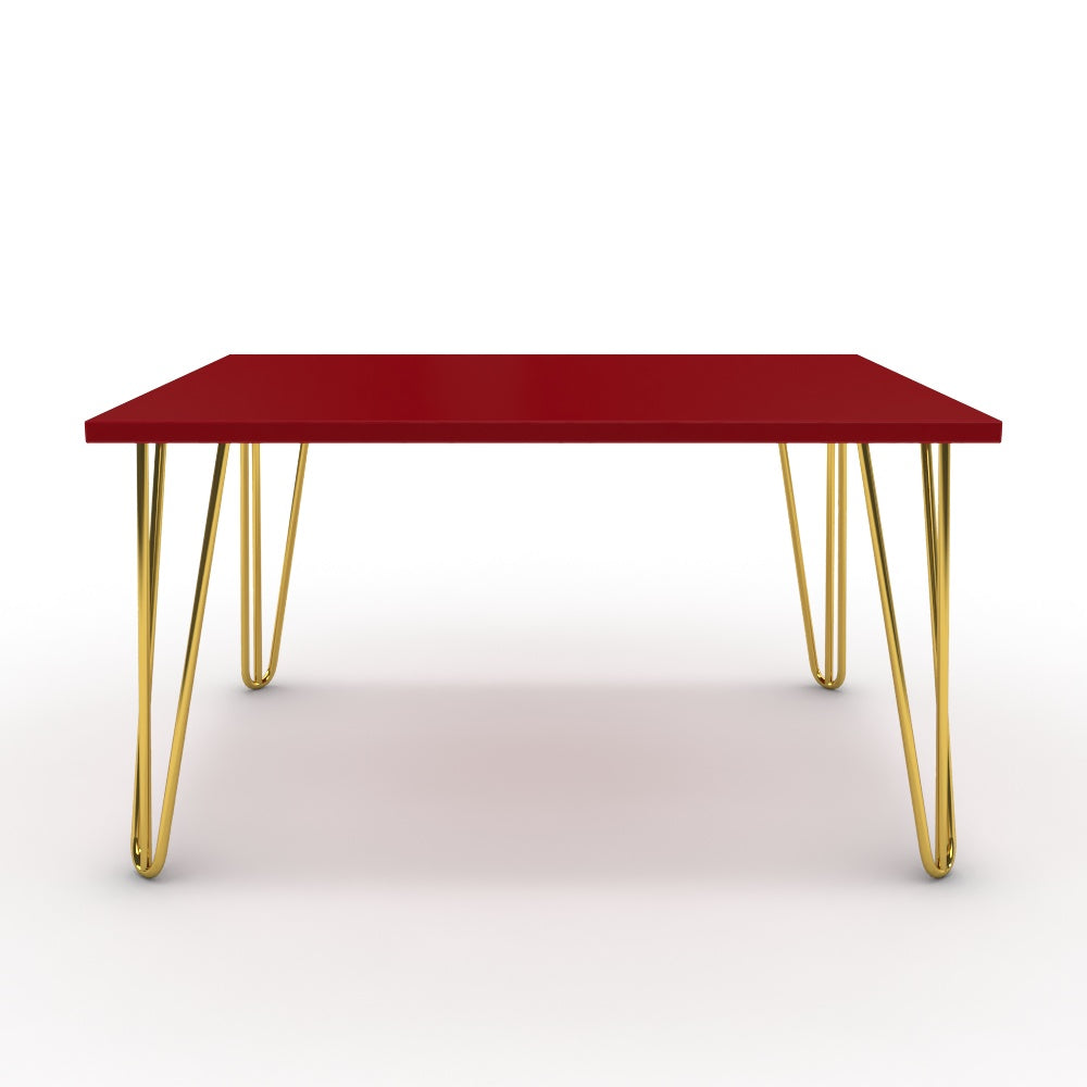 Dohányzóasztal - Linga arany lábbal - Chilli piros, méret: 75x60