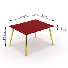 Dohányzóasztal - Manu arany lábbal - Chilli piros, méret: 75x60