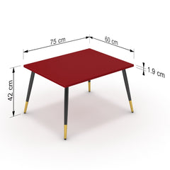 Dohányzóasztal - Manu fekete és arany lábbal - Chilli piros, méret: 75x60