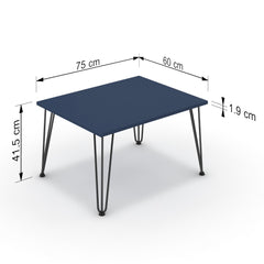 Dohányzóasztal - Linga fekete lábbal - Tiroli kék, méret: 75x60