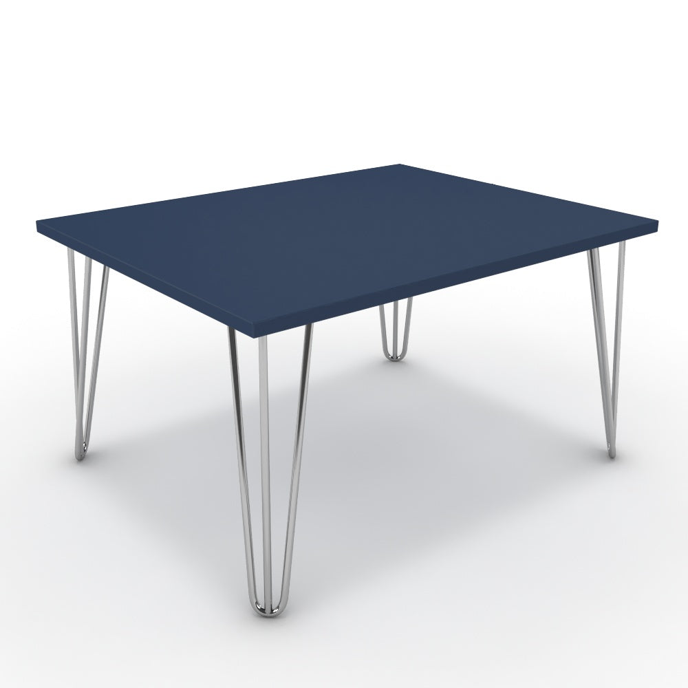 Dohányzóasztal - Linga króm lábbal - Tiroli kék, méret: 75x60