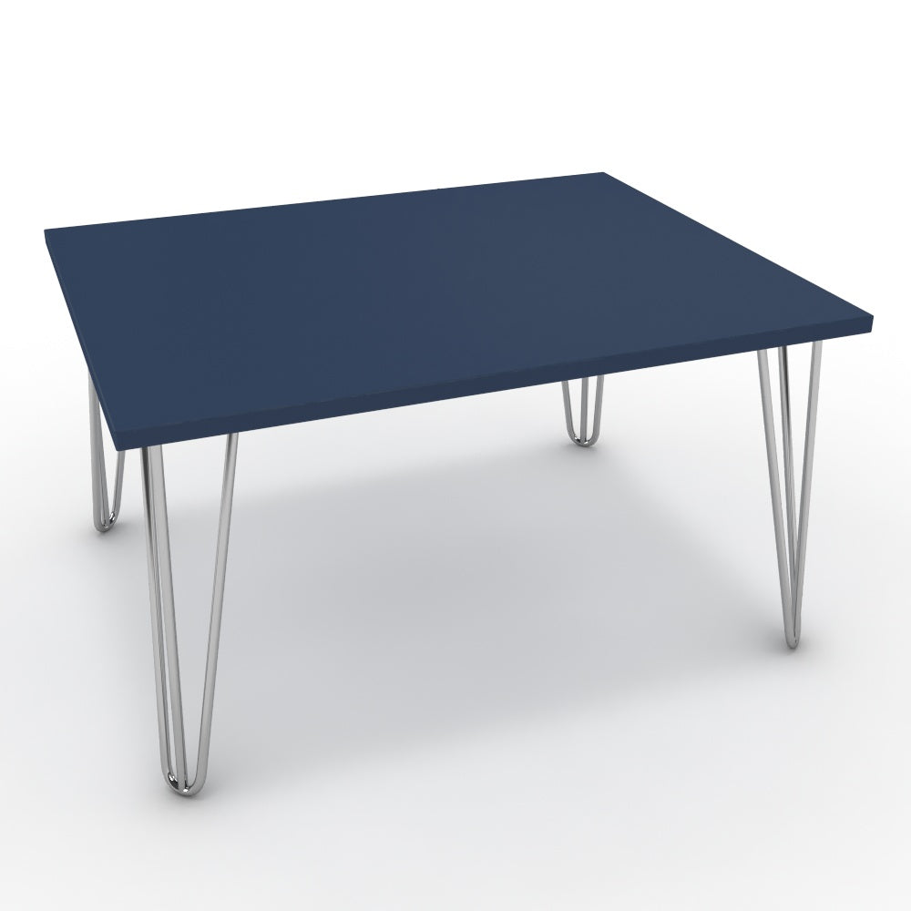 Dohányzóasztal - Linga króm lábbal - Tiroli kék, méret: 75x60