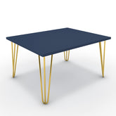 Dohányzóasztal - Linga arany lábbal - Tiroli kék, méret: 75x60