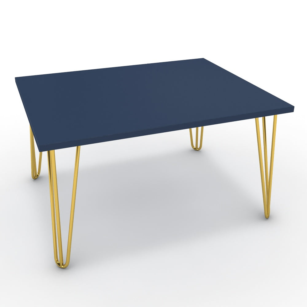 Dohányzóasztal - Linga arany lábbal - Tiroli kék, méret: 75x60