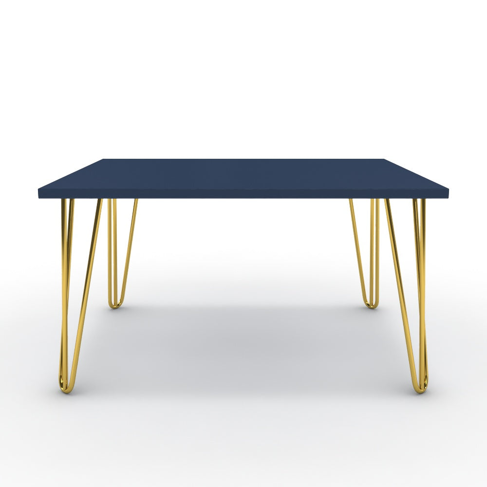 Dohányzóasztal - Linga arany lábbal - Tiroli kék, méret: 75x60