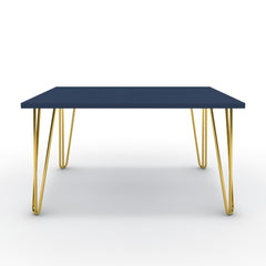 Dohányzóasztal - Linga arany lábbal - Tiroli kék, méret: 75x60