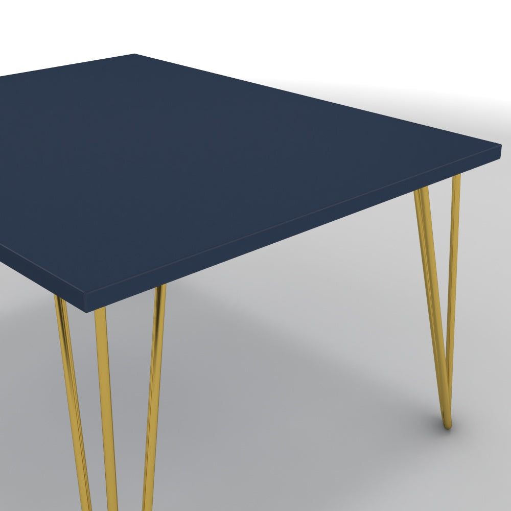 Dohányzóasztal - Linga arany lábbal - Tiroli kék, méret: 75x60