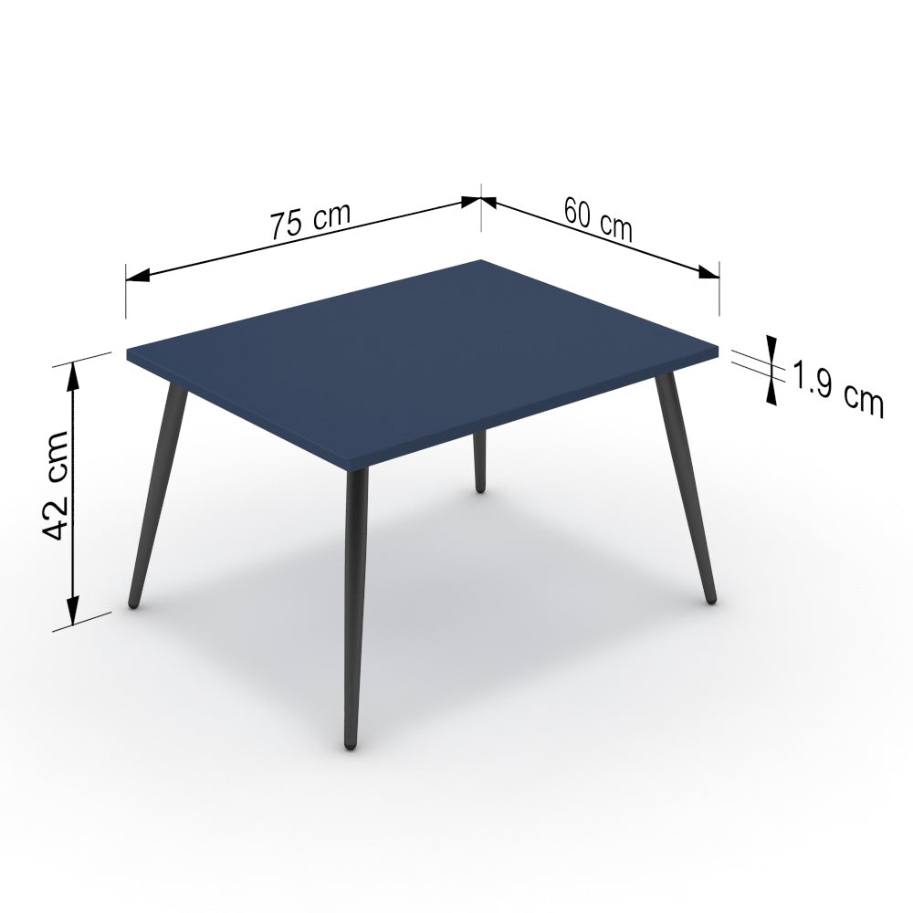 Dohányzóasztal - Manu fekete lábbal - Tiroli kék, méret: 75x60