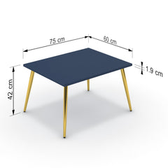 Dohányzóasztal - Manu arany lábbal - Tiroli kék, méret: 75x60