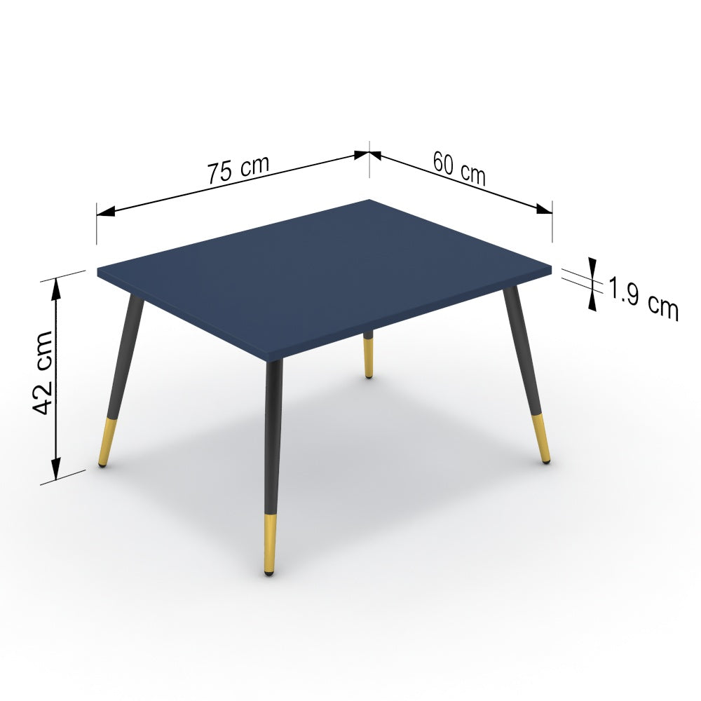Dohányzóasztal - Manu fekete és arany lábbal - Tiroli kék, méret: 75x60