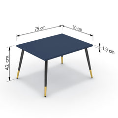 Dohányzóasztal - Manu fekete és arany lábbal - Tiroli kék, méret: 75x60