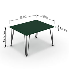 Dohányzóasztal - Linga fekete lábbal - Forest zöld, méret: 75x60