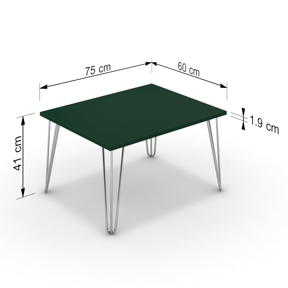 Dohányzóasztal - Linga króm lábbal - Forest zöld, méret: 75x60