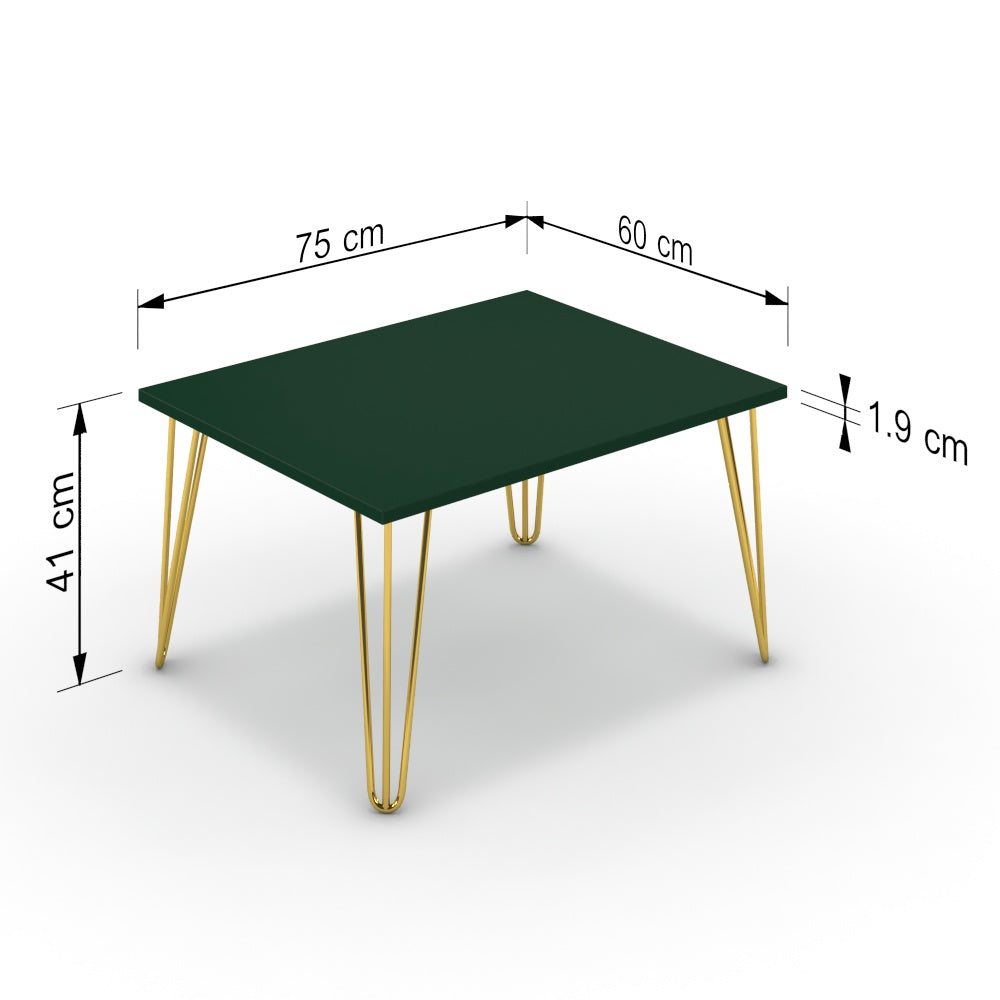 Dohányzóasztal - Linga arany lábbal - Forest zöld, méret: 75x60